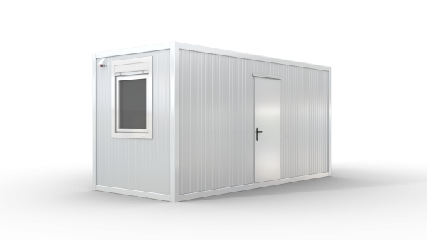 Bürocontainer isoliert, 5100 x 2160 x 2540 mm (L x B x H),  inkl. Elektropaket, 2 Fenster, Lackierung RAL 9002 grau-weiß - Variante 2