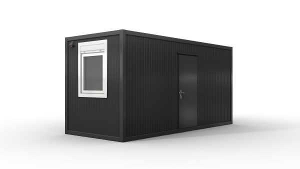 Bürocontainer isoliert, 5100 x 2160 x 2540 mm (L x B x H),  inkl. Elektropaket, 2 Fenster, Lackierung RAL 7016 anthrazit - Variante 2