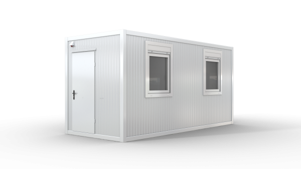 Bürocontainer isoliert, 5100 x 2160 x 2540 mm (L x B x H),  inkl. Elektropaket, 2 Fenster, Lackierung RAL 9002 grau-weiß - Variante 3