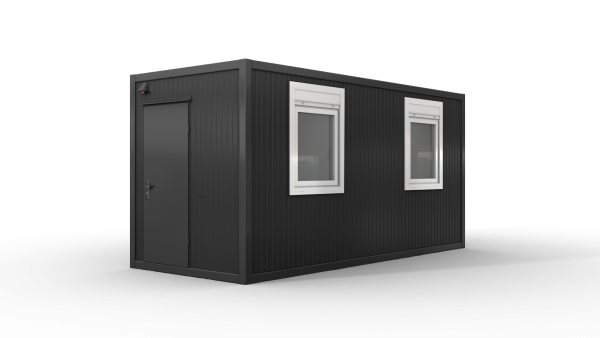 Bürocontainer isoliert, 5100 x 2160 x 2540 mm (L x B x H),  inkl. Elektropaket, 2 Fenster, Lackierung RAL 7016 anthrazit - Variante 3