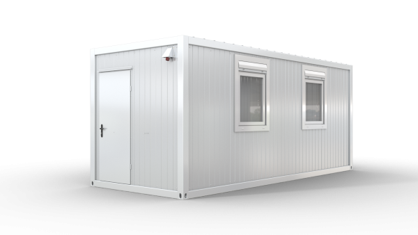 Bürocontainer isoliert, 6055 x 2435 x 2600 mm (L x B x H),  inkl. Elektropaket, 2 Fenster, Lackierung RAL 9002 grau-weiß - Variante 1