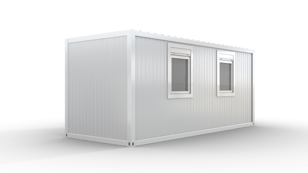 Bürocontainer isoliert, 6055 x 2435 x 2600 mm (L x B x H),  inkl. Elektropaket, 2 Fenster, Lackierung RAL 9002 grau-weiß - Variante 2