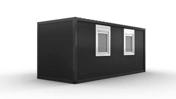 Bürocontainer isoliert, 6055 x 2435 x 2600 mm (L x B x H),  inkl. Elektropaket, 2 Fenster, Lackierung RAL 7016 anthrazit - Variante 2