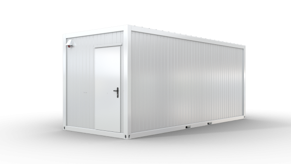 Bürocontainer isoliert, 6055 x 2435 x 2600 mm (L x B x H),  inkl. Elektropaket, 2 Fenster, Lackierung RAL 9002 grau-weiß - Variante 2