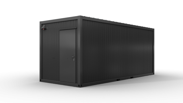 Bürocontainer isoliert, 6055 x 2435 x 2600 mm (L x B x H),  inkl. Elektropaket, 2 Fenster, Lackierung RAL 7016 anthrazit - Variante 2