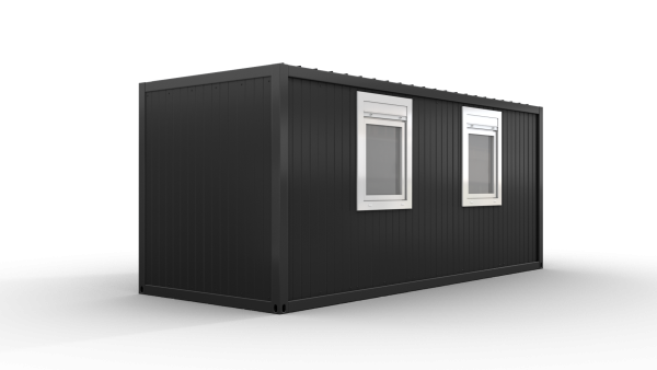 Bürocontainer isoliert, 6055 x 2435 x 2600 mm (L x B x H),  inkl. Elektropaket, 2 Fenster, Lackierung RAL 7016 anthrazit - Variante 3