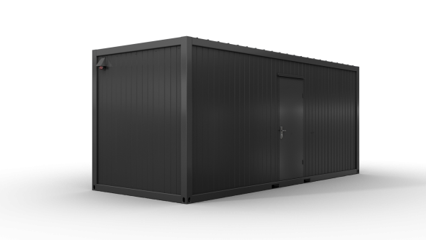 Bürocontainer isoliert, 6055 x 2435 x 2600 mm (L x B x H),  inkl. Elektropaket, 2 Fenster, Lackierung RAL 7016 anthrazit - Variante 3