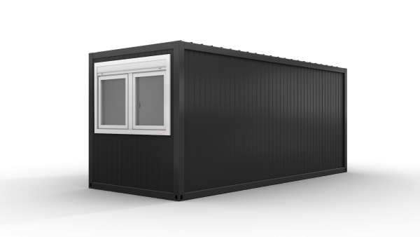 Bürocontainer isoliert, 6055 x 2435 x 2600 mm (L x B x H),  inkl. Elektropaket und Sanitäreinrichtung, 2 Fenster, Lackierung RAL 7016 anthrazit - Variante 5