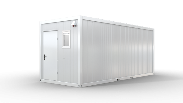 Bürocontainer isoliert, 6055 x 2435 x 2600 mm (L x B x H),  inkl. Elektropaket und Sanitäreinrichtung, 2 Fenster, Lackierung RAL 9002 grau - weiß-Variante 5