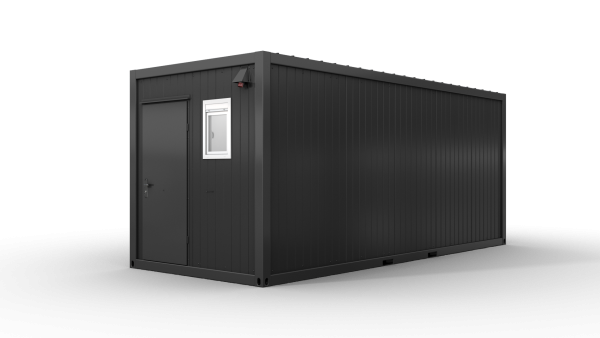 Bürocontainer isoliert, 6055 x 2435 x 2600 mm (L x B x H),  inkl. Elektropaket und Sanitäreinrichtung, 2 Fenster, Lackierung RAL 7016 anthrazit - Variante 5