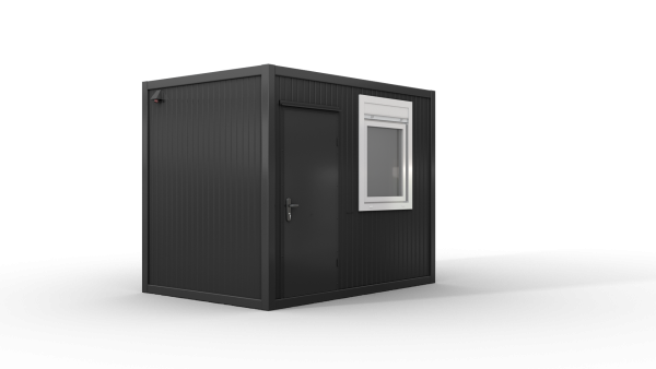 Bürocontainer isoliert, 3100 x 2160 x 2540 mm (L x B x H),  inkl. Elektropaket, 1 Fenster, Lackierung RAL 7016 anthrazit - Variante 1