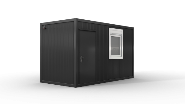 Bürocontainer isoliert, 4100 x 2160 x 2540 mm (L x B x H),  inkl. Elektropaket, 1 Fenster, Lackierung RAL 7016 anthrazit - Variante 1