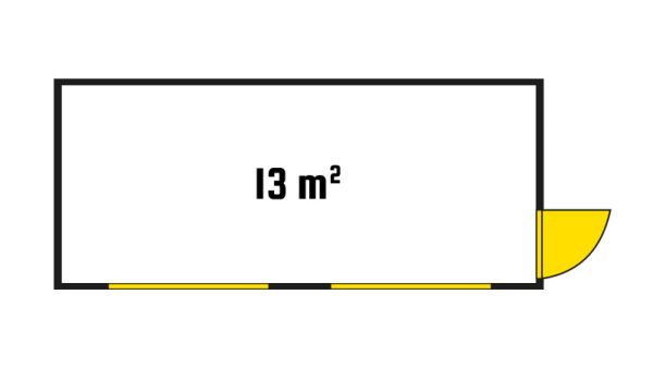 Bürocontainer isoliert, 13 qm, H2950 x B6010 x T2530 mm, inkl. Heizung, 2 Fenster, RAL 7035 lichtgrau