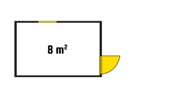 Bürocontainer isoliert, 8 qm, H2950 x B4045 x T2530 mm, inkl. Heizung, 1 Fenster, RAL 7035 lichtgrau