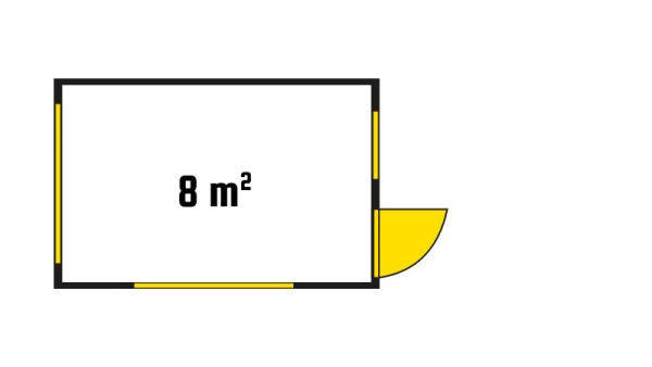 Bürocontainer isoliert, 8 qm, H2950 x B4045 x T2530 mm, inkl. Heizung, 3 Fenster, RAL 7035 lichtgrau