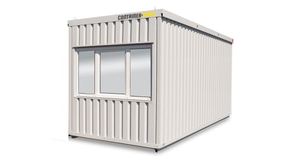 Bürocontainer isoliert, 13 qm, H2950 x B6010 x T2530 mm, inkl. Heizung und WC, 4 Fenster, RAL 7035 lichtgrau