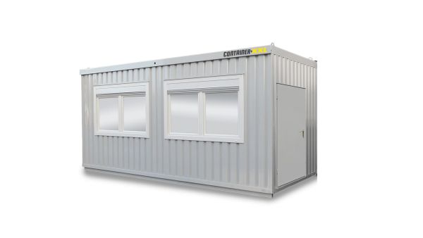 Bürocontainer isoliert, 13 qm, H2950 x B6010 x T2530 mm, inkl. Heizung, 3 Fenster, RAL 7035 lichtgrau