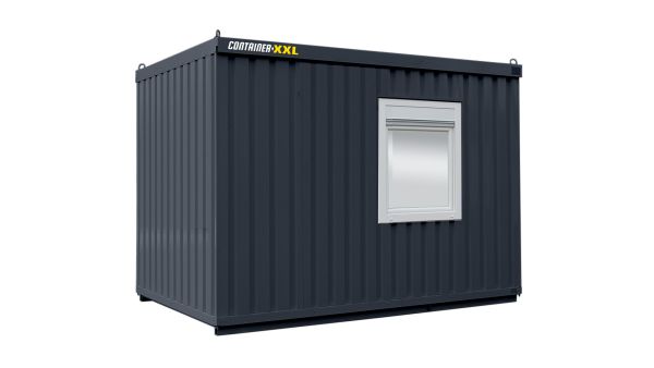 Bürocontainer isoliert, 8 qm, H2950 x B4045 x T2530 mm, inkl. Heizung, 1 Fenster, RAL 7016 anthrazitgrau