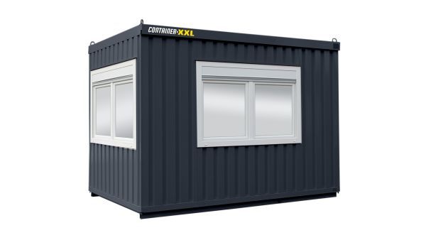 Bürocontainer isoliert, 8 qm, H2950 x B4045 x T2530 mm, inkl. Heizung, 3 Fenster, RAL 7016 anthrazitgrau