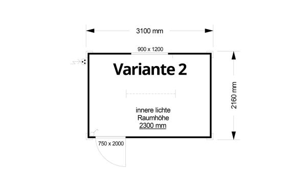 Bürocontainer isoliert, 3100 x 2160 x 2540 mm (L x B x H),  inkl. Elektropaket, 1 Fenster, Lackierung RAL 9002 grau-weiß - Variante 2