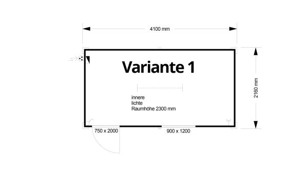 Bürocontainer isoliert, 4100 x 2160 x 2540 mm (L x B x H),  inkl. Elektropaket, 1 Fenster, Lackierung RAL 9002 grau-weiß - Variante 1