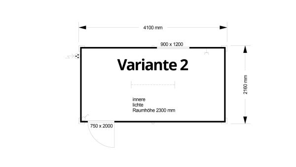 Bürocontainer isoliert, 4100 x 2160 x 2540 mm (L x B x H),  inkl. Elektropaket, 1 Fenster, Lackierung RAL 9002 grau-weiß - Variante 2