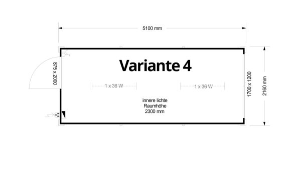 Bürocontainer isoliert, 5100 x 2160 x 2540 mm (L x B x H),  inkl. Elektropaket, 1 Fenster, Lackierung RAL 9002 grau-weiß - Variante 4