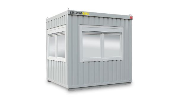 Bürocontainer isoliert, 6 qm, H2950 x B3010 x T2530 mm, inkl. Heizung, 3 Fenster, RAL 7035 lichtgrau