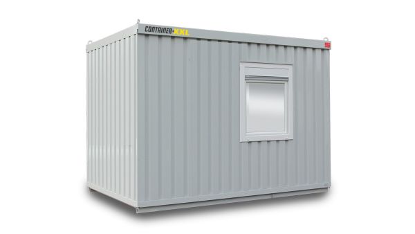 Bürocontainer isoliert, 8 qm, H2950 x B4045 x T2530 mm, inkl. Heizung, 1 Fenster, RAL 7035 lichtgrau