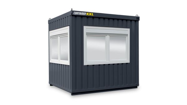 Bürocontainer isoliert, 6 qm, H2950 x B3010 x T2530 mm, inkl. Heizung, 3 Fenster, RAL 7016 anthrazitgrau