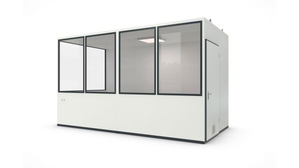 Hallenbüro MultiFlex 10, H2660 x B4560 x T2280 mm, ca. 10 m² Grundfläche, Starter Plus Elektropaket, Farbe RAL 9002 - Grauweiß