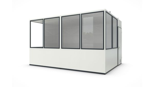 Hallenbüro MultiFlex 15, H2660 x B4560 x T3390 mm, ca. 15 m² Grundfläche, ohne Elektropaket, Farbe RAL 9002 - Grauweiß