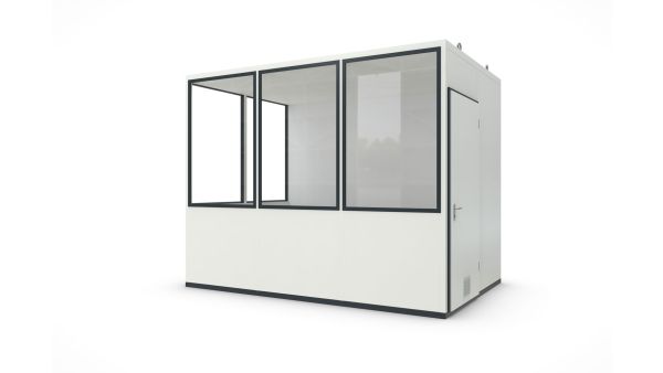 Hallenbüro MultiFlex 7, H2660 x B3390 x T2280 mm, ca. 7 m² Grundfläche, ohne Elektropaket, Farbe RAL 9002 - Grauweiß