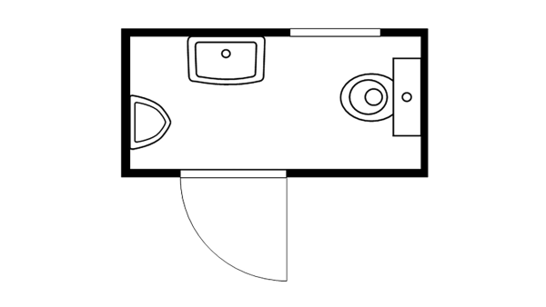 WC Container – 2 qm, H2515 x B2100 x T1140 mm, mobil einsetzbar, fertig montiert