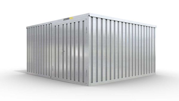 Lagercontainer XL2  – 21 qm, H2115 x B5080 x T4340 mm, verzinkt, ohne Fußboden, 1830 mm Doppelflügeltür mittig in Modul D, zerlegt