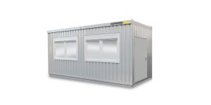 Bürocontainer isoliert, 13 qm, H2950 x B6010 x T2530 mm, inkl. Heizung, 3 Fenster, RAL 7035 lichtgrau