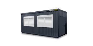 Bürocontainer isoliert, 13 qm, H2950 x B6010 x T2530 mm, inkl. Heizung, 2 Fenster, RAL 7016 anthrazitgrau