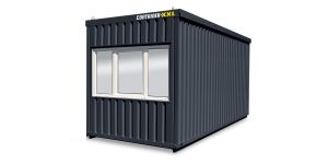 Bürocontainer isoliert, 13 qm, H2950 x B6010 x T2530 mm, inkl. Heizung und WC, 2 Fenster, RAL 7016 anthrazitgrau