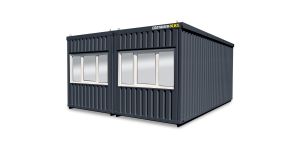 Bürocontainer isoliert, 13 qm, H2950 x B6010 x T5070 mm, inkl. Heizung und WC, 3 Fenster, RAL 7016 anthrazitgrau